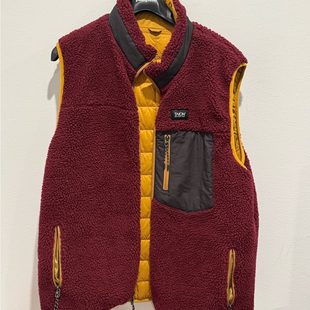 TAION Burgundy and Yellow Reversible Vest